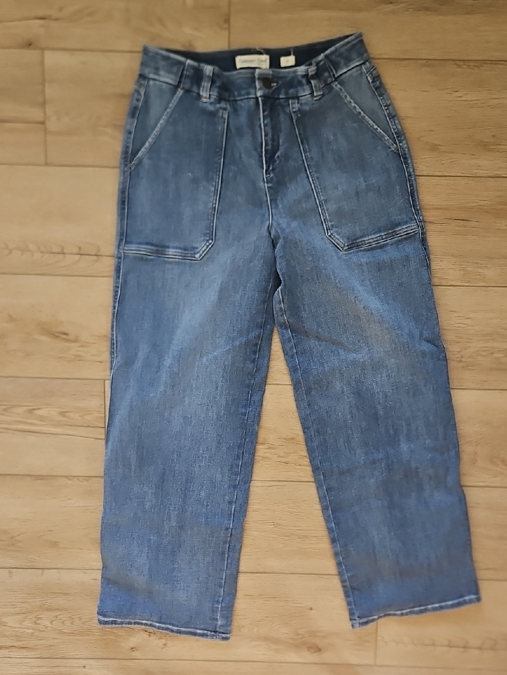 Coldwater Creek Blue Denim Jeans Hidden Partial Elastic Waistband Wide Leg